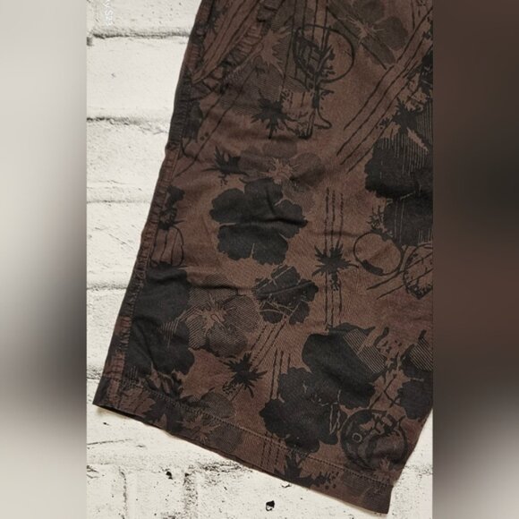 Carbon Black and Brown Floral Patterned Shorts - Picture 6 of 9